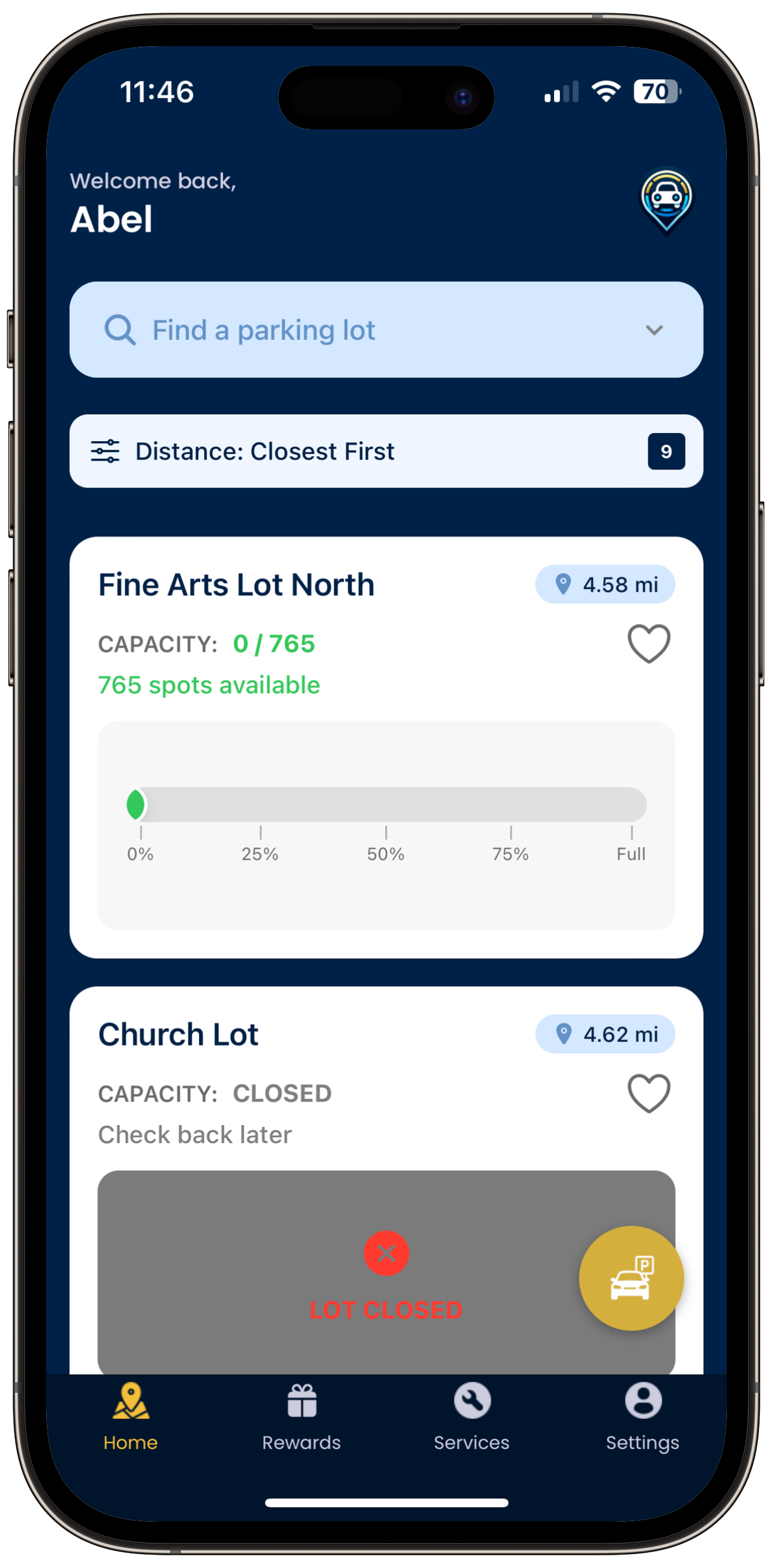 EasyParking App Layout